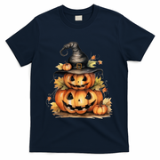 Halloween Pumpkin Witch Fall Autumn Illustration T-Shirt - Navy