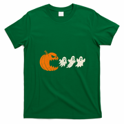 Halloween Retro Gamer Pumpkin Eating Ghost T-Shirt - Irish Green