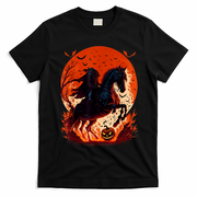 Halloween Scary Pumpkin Headless Horseman AI T-Shirt - Black