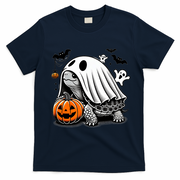 Halloween Turtle Ghost Pumpkin Costume Terrapin Tortoise T-Shirt - Navy Blue