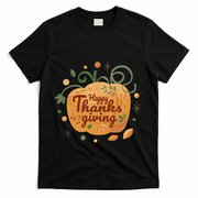 Happy Thanksgiving Holiday Pumpkin Autumn T-Shirt - Black
