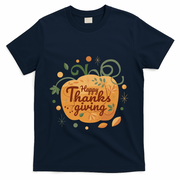 Happy Thanksgiving Holiday Pumpkin Autumn T-Shirt - Navy