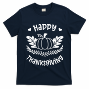 Happy Thanksgiving Pumpkin Cute T-Shirt - Navy Blue