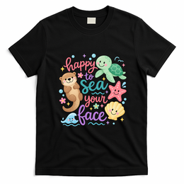 Happy To Sea Your Face Teacher Back To School Ocean T-Shirt - Black