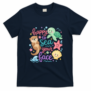 Happy To Sea Your Face Teacher Back To School Ocean T-Shirt - Navy Blue