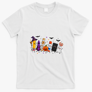 Halloween Teacher Spooky School Supplies Cute Ghost Classroom Back To School T-Shirt - White