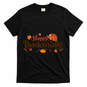 Happy Thanksgiving Turkey Holiday Cute Gift T-Shirt - Black