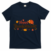 Happy Thanksgiving Turkey Holiday Cute Gift T-Shirt - Navy