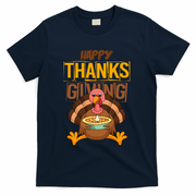 Happy Thanksgiving Turkey Pie Holiday T-Shirt - Navy