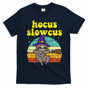 Halloween Witch Sloth Retro Animal Print Adorable and Magical T-Shirt - Navy Blue