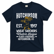 Hutchinson Wheat Shockers Kansas Vintage Baseball Team T-Shirt - Navy