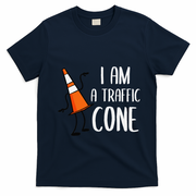 I Am A Traffic Cone Orange Lazy Easy Costumes Halloween T-Shirt - Navy Blue
