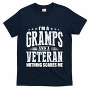 IM A Gramps And A Veteran Nothing Scares Me Funny Dad Gifts T-Shirt - Navy