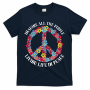 Imagine All The People Living Life In Peace T-Shirt - Navy
