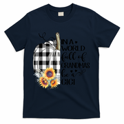 In A World Full Of Grandmas Be A Gigi Plaid Pumpkin  T-Shirt - Navy