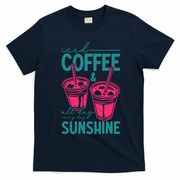 Iced Coffee All Day Sunshine Summer Beach T-Shirt - Navy Blue