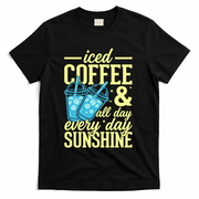 Iced Coffee And Sunshine Summer Vibes T-Shirt - Black