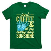 Iced Coffee And Sunshine Summer Vibes T-Shirt - Green