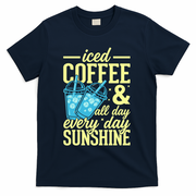 Iced Coffee And Sunshine Summer Vibes T-Shirt - Navy