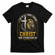 I Can Do All Things Through Christ Lion Cross T-Shirt - Black
