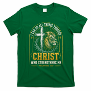 I Can Do All Things Through Christ Lion Cross T-Shirt - Irish Green