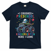 I Crushed Preschool Kindergarten Here I Come Monster Truck T-Shirt - Navy