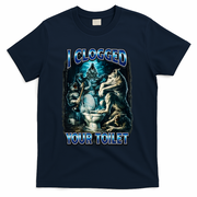 I Clogged Your Toilet Funny Alpha Wolf Brainrot T-Shirt - Navy