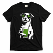 Irish Dog Drinking Beer T-Shirt - Black