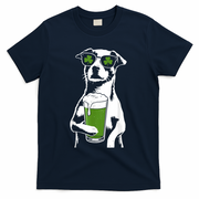 Irish Dog Drinking Beer T-Shirt - Navy