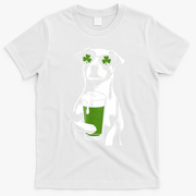 Irish Dog Drinking Beer T-Shirt - White