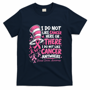 I Do Not Like Cancer Here Or There Breast Cancer Awareness T-Shirt - Navy Blue