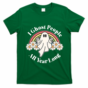I Ghost People All Year Long Halloween Rainbow T-Shirt - Irish Green