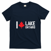 I Heart Maple Leaf Lake Ontario Canada T-Shirt - Navy Blue