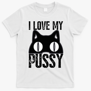 I Love My Pussy Cat Funny Halloween Cats Spiderweb Premium T-Shirt - White