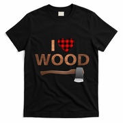 I Love Wood Lumberjack Heart Halloween Party Gift T-Shirt - Black