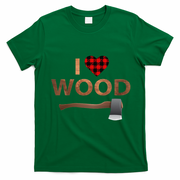 I Love Wood Lumberjack Heart Halloween Party Gift T-Shirt - Irish Green