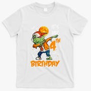 Its My 4th Birthday Dabbing Zombie Halloween Costume T-Shirt - White