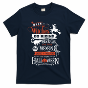 Its Near Halloween Witches Go Riding Festive T-Shirt - Navy Blue