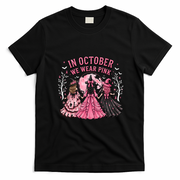 In October We Wear Pink Halloween Witches T-Shirt - Black