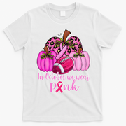In October We Wear Pink Football Pumpkin Breast Cancer T-Shirt - White