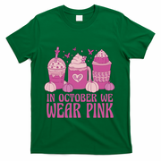 In October We Wear Pink Autumn Pumpkin Coffee T-Shirt - Green