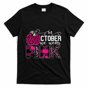 In October We Wear Pink Breast Cancer Pumpkin T-Shirt - Black