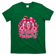 In October We Wear Pink Pumpkin Breast Cancer Halloween T-Shirt - Irish Green