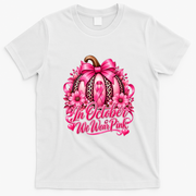 In October We Wear Pink Pumpkin Breast Cancer Halloween T-Shirt - White