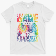 I Paused My Game To Graduate Video Gamer Graduation Men Boy T-Shirt - White