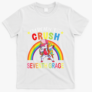 I'm Ready To Crush 7th Grade Dabbing Unicorn Back To School T-Shirt - White
