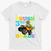 I'm Ready To Crush 3rd Grade Monster Truck Dinosaur Boy T-Shirt - White