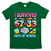 I Survived 67 33 Days Of School 100 Day 6-7 Meme T-Shirt - Green