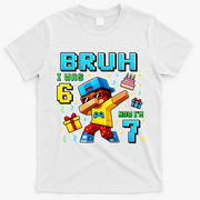 I Was 6 Now I'm 7 7th Birthday 67 Meme Boys Gaming T-Shirt - White