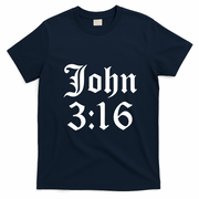 John 3:16 Christian Faith Inspirational T-Shirt - Navy Blue